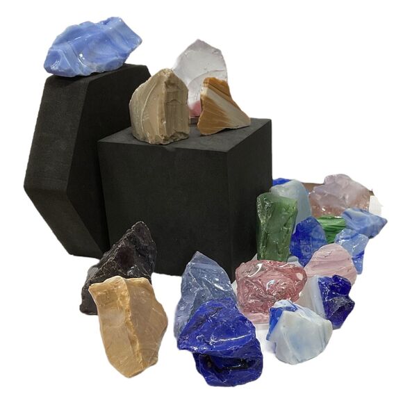 Art Glass Cullet Slag Glass Assortment 2 LBS Bundle #5A1 - Picture 3 of 5